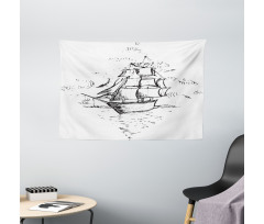 Sailboat Sketch Wide Tapestry