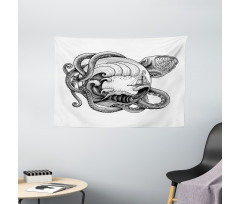 Abstract Octopus Wide Tapestry