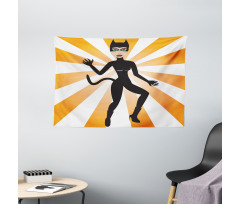 Cat Woman in Costume Rays Wide Tapestry