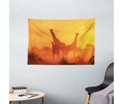 Sunset with Animals Wide Tapestry