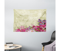 Flora Grunge Theme Wide Tapestry