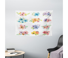 Watercolor Bouquets Wide Tapestry