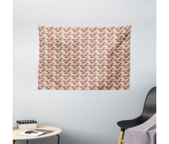 Peonies and Leaves Wide Tapestry