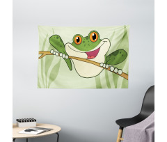 Happy Amphibian in Jungle Wide Tapestry