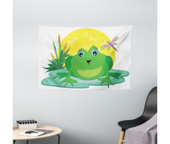 Animal on Leaf Cartoon Sun Wide Tapestry