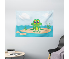 Nursery Cartoon Animal Scene Wide Tapestry