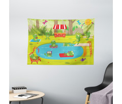 Animal Pool Party Fun Forest Wide Tapestry