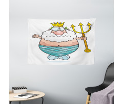 Funny Cartoon Angry King Wide Tapestry