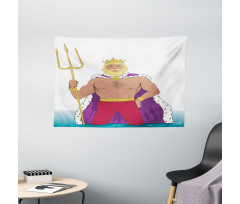 King of the Ocean Drawing Wide Tapestry