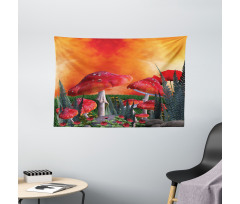 Clouds Leaves Poppies Wide Tapestry