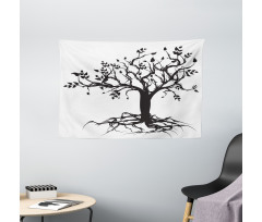 Nature Silhouette Art Wide Tapestry