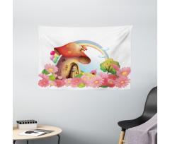 Mushroom House in Garden Wide Tapestry