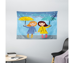 Girls Under the Rain Wide Tapestry