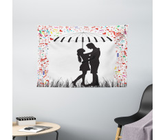 Young Romantic Couple Wide Tapestry