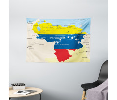 Colorful Detailed Map Wide Tapestry