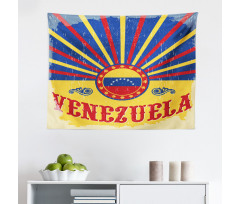 Güney Amerika Mikrofiber Geniş Duvar Halısı Venezuela Posteri Desenli Sarı Mavi