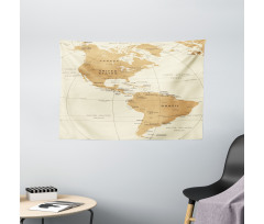 North South America Map Wide Tapestry