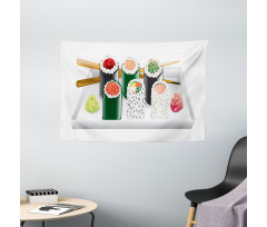 Various Flavored Sushi Plate Wide Tapestry