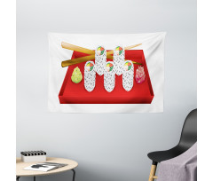 Japan California Rolls Plate Wide Tapestry