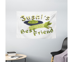 Sushi's Best Friend Cartoon Wide Tapestry