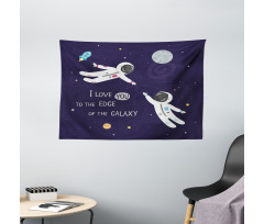 Love Wording Astronauts Wide Tapestry