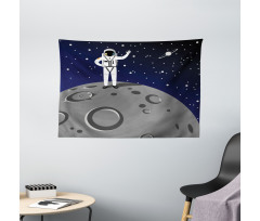 Man Landed on Moon Wide Tapestry