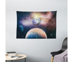 Panoramic Galaxy Scene Wide Tapestry