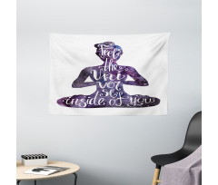 Fell the Universe Text Yoga Wide Tapestry