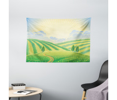 Green Field Graphic Wide Tapestry