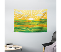 Fields Hills at Dawn Wide Tapestry