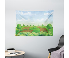 Idyllic Farm Fields Wide Tapestry