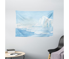 Cartoon Style Winter Theme Wide Tapestry