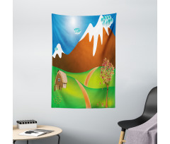 Cartoon Country Scene Tapestry