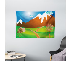 Cartoon Country Scene Wide Tapestry