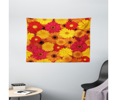 Warm Tones Flowers Wide Tapestry