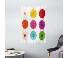 Vivid Petals on Stripe Tapestry