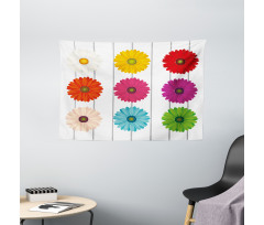 Vivid Petals on Stripe Wide Tapestry