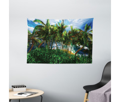 Hawaii Island Palm Tree Wide Tapestry