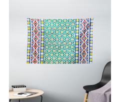 Colorful Mosaic Wall Wide Tapestry