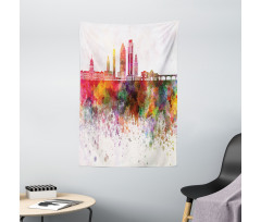 Watercolor Buildings Blots Tapestry