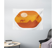 Sun Camel and Pyramids Art Wide Tapestry