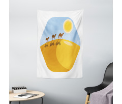 Camels on Desert Cartoon Tapestry