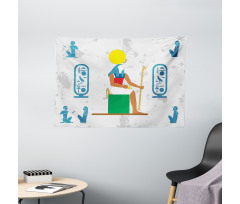 Half Human Bird Character Wide Tapestry