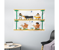Man and Animal Wide Tapestry