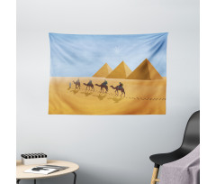 Camel Riders in Desert Wide Tapestry