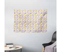Rural Flowers and Leaves Wide Tapestry