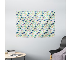 Dinosaurs Funny Doodle Wide Tapestry