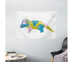 Prehistoric Animal Cartoon Wide Tapestry