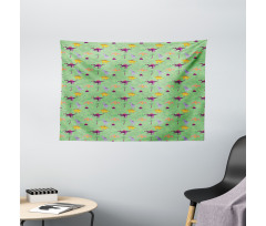 Sketch and Cartoon Dinosaur Wide Tapestry