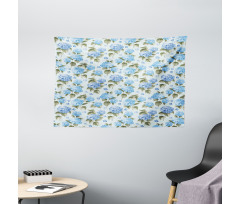 Hydrangea Flowers Swirls Wide Tapestry